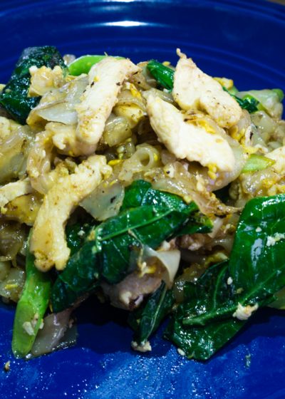 Pad See Ew noodles green leaf pork