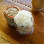 Sticky rice in a bamboo holder